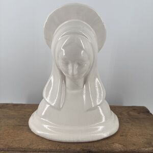 Planter Vase Ceramic Virgin Mary Madonna Catholic Nun Vintage Free Shipping
